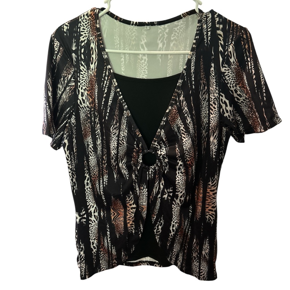 Stylish Black and Brown Women's Top PTP 19
L 24